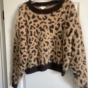H&M Leopard fuzzy sweater
